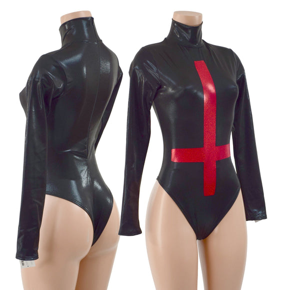 Black Mystique Romper with Inverted Cross - Coquetry Clothing