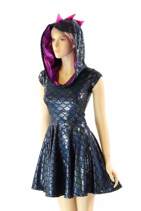 Black & Pink Dragon Skater Dress - 4