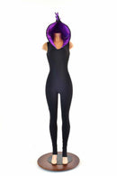 Black & Purple Hooded Catsuit - Coquetry Clothing
