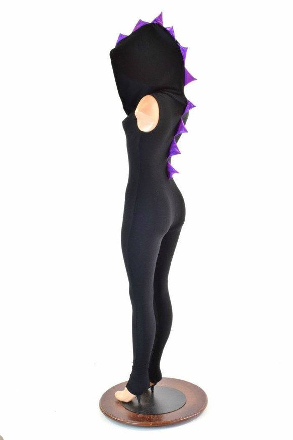 Black & Purple Hooded Catsuit - Coquetry Clothing