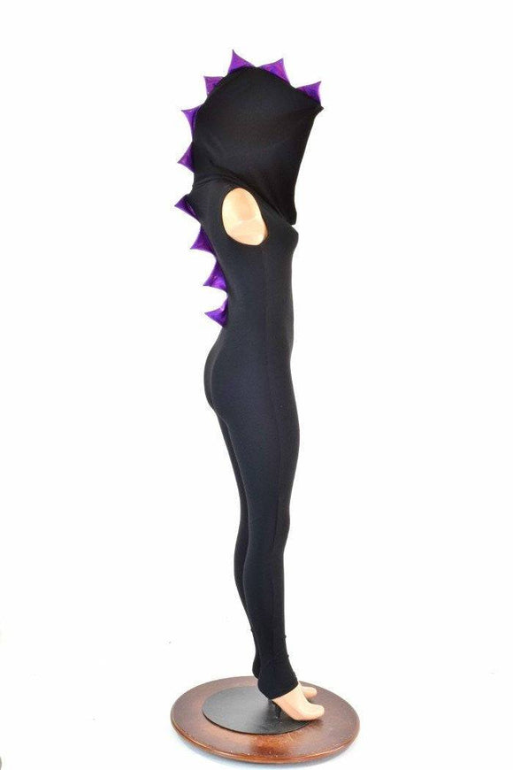 Black & Purple Hooded Catsuit - Coquetry Clothing