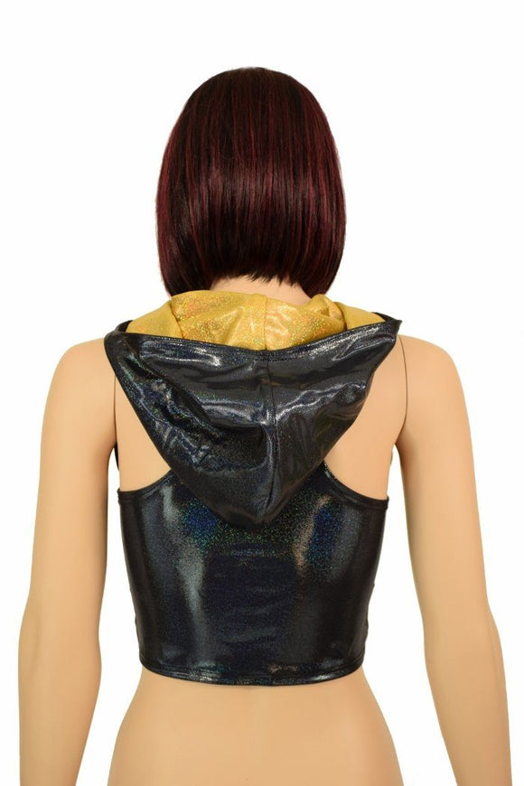 Black Racerback Crop Hoodie - Coquetry Clothing