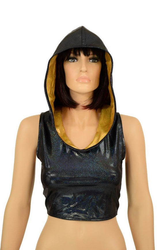 Black Racerback Crop Hoodie - Coquetry Clothing