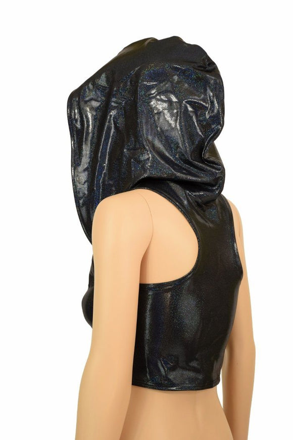 Black Racerback Crop Hoodie - Coquetry Clothing