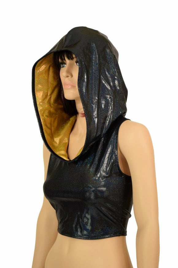 Black Racerback Crop Hoodie - Coquetry Clothing