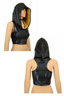 Black Racerback Crop Hoodie - Coquetry Clothing
