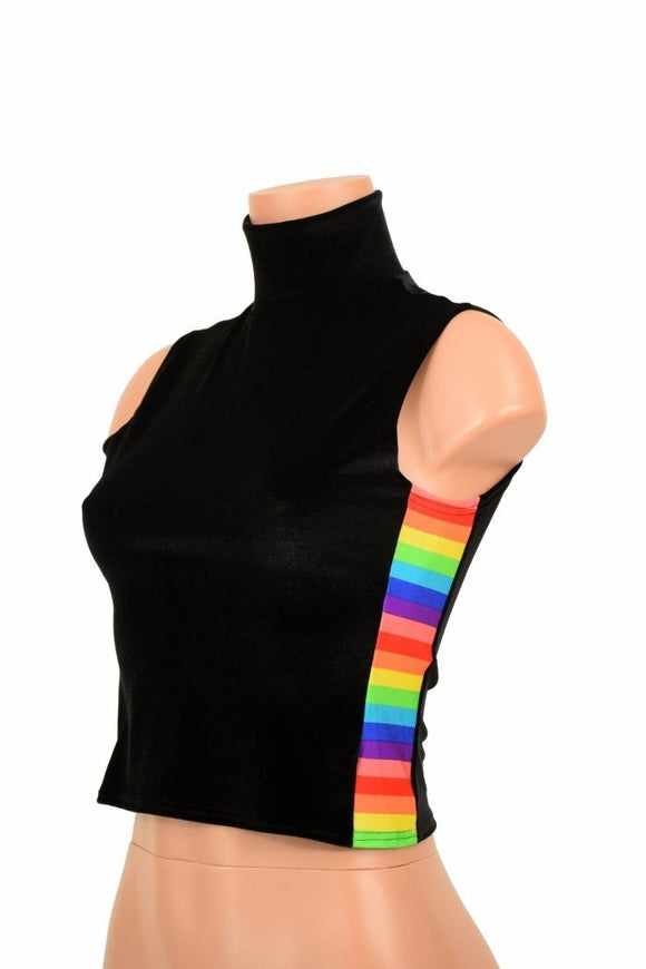 Black & Rainbow Side Panel Crop Top - Coquetry Clothing