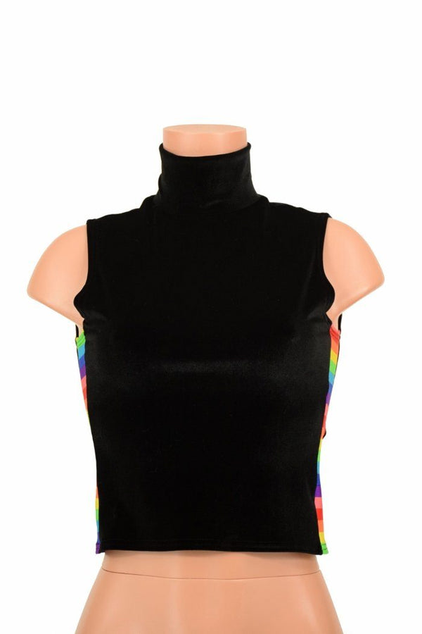 Black & Rainbow Side Panel Crop Top - 2