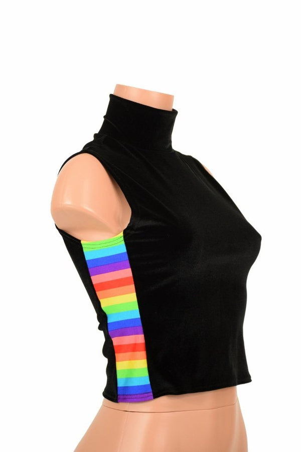 Black & Rainbow Side Panel Crop Top - 1