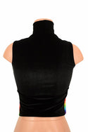 Black & Rainbow Side Panel Crop Top - 4