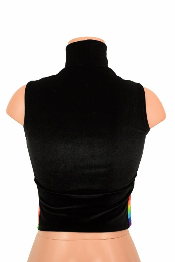 Black & Rainbow Side Panel Crop Top - 4