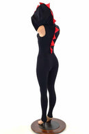 Black & Red Hooded Catsuit - Coquetry Clothing