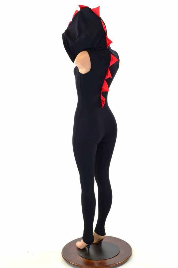 Black & Red Hooded Catsuit - Coquetry Clothing