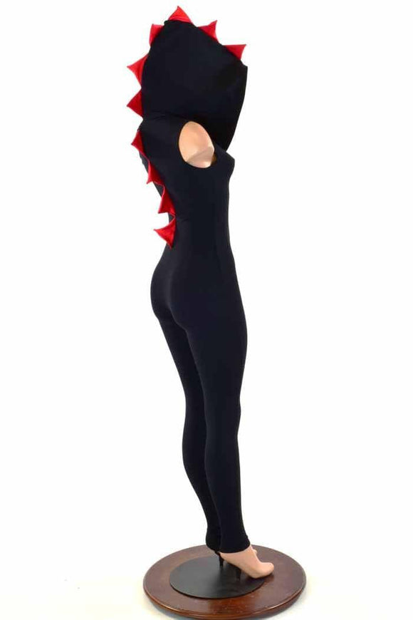 Black & Red Hooded Catsuit - Coquetry Clothing