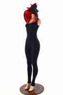 Black & Red Hooded Catsuit - Coquetry Clothing