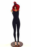 Black & Red Hooded Catsuit - Coquetry Clothing