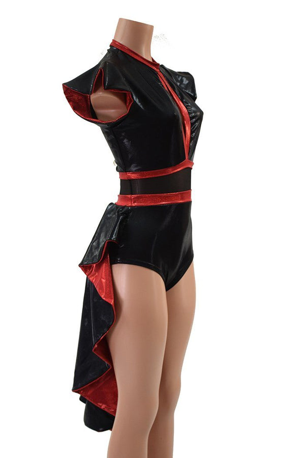 Black & Red Tuxedo Back Romper - 4