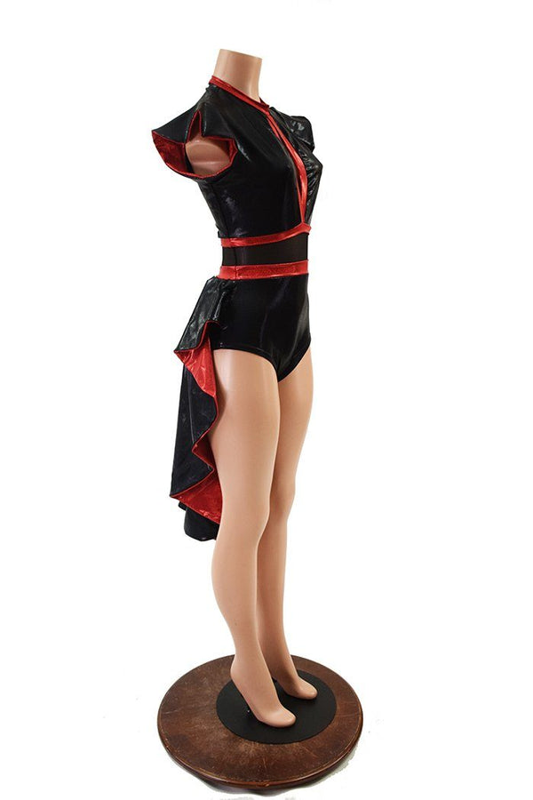 Black & Red Tuxedo Back Romper - 5