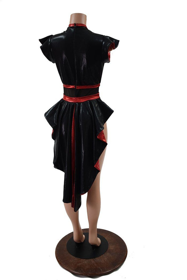 Black & Red Tuxedo Back Romper - 6