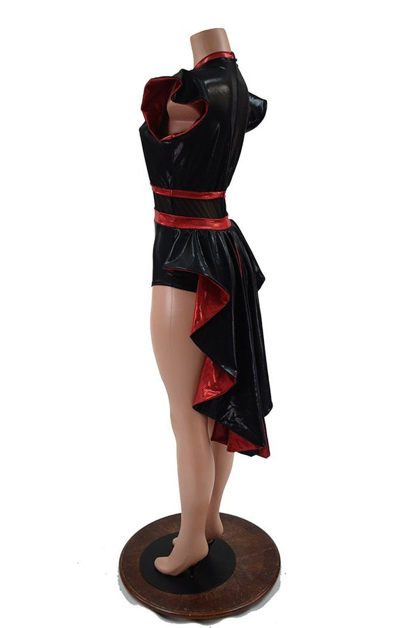 Black & Red Tuxedo Back Romper - 8
