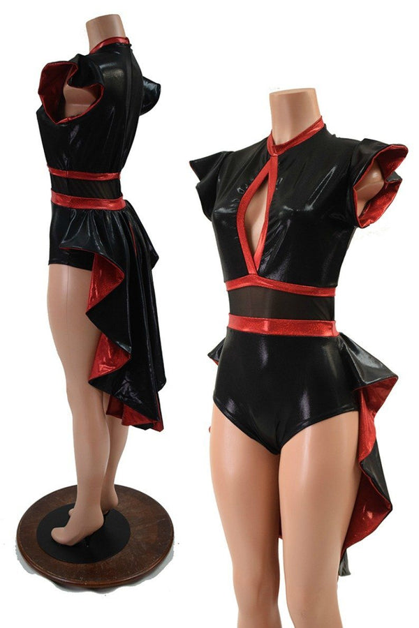 Black & Red Tuxedo Back Romper - 1