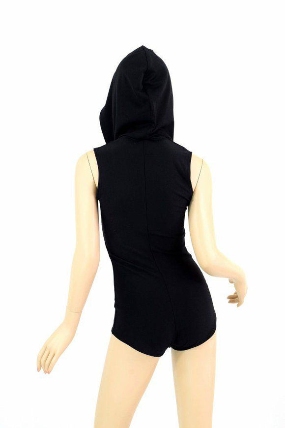 Black Romper with Red Hood Lining - Coquetry Clothing