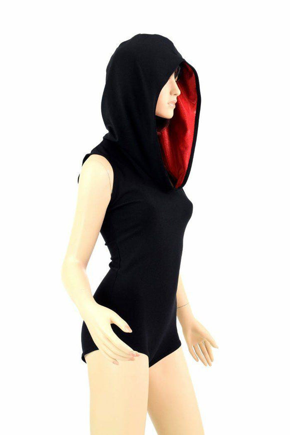 Black Romper with Red Hood Lining - Coquetry Clothing