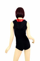 Black Romper with Red Hood Lining - Coquetry Clothing