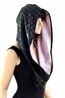 Black Scale & Lilac Reversible Infinity Festival Hood - Coquetry Clothing