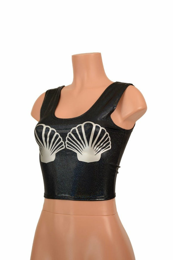 Black Seashell Crop Top - Coquetry Clothing