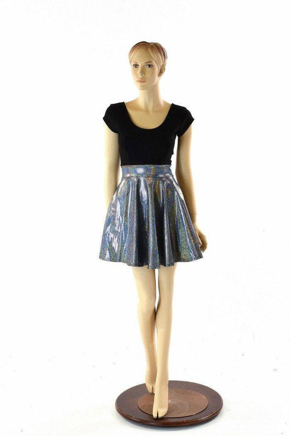 Black & Silver Holographic Skater Dress - Coquetry Clothing