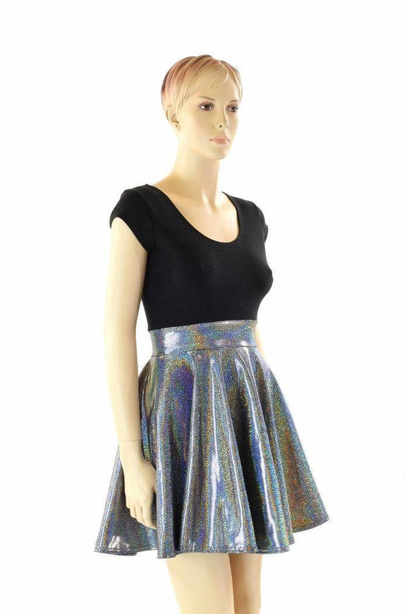 Black & Silver Holographic Skater Dress - Coquetry Clothing