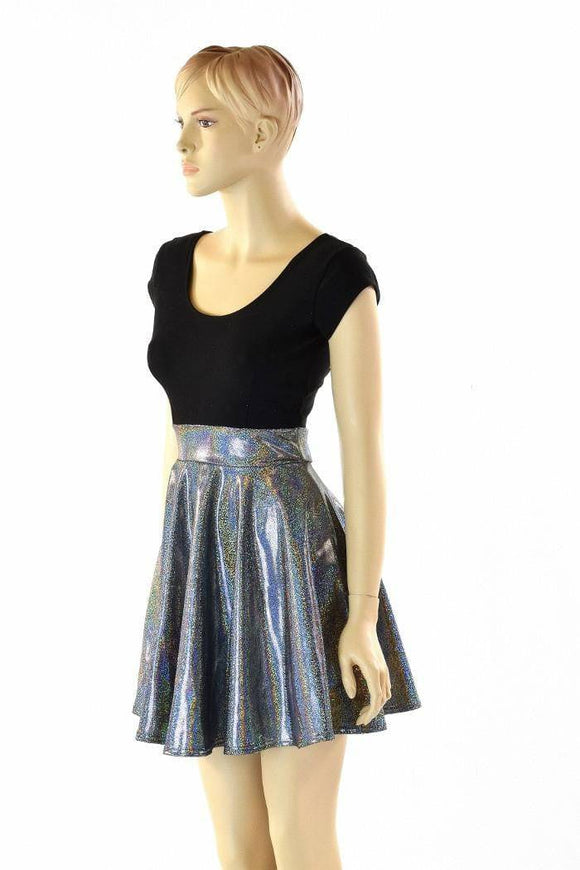 Black & Silver Holographic Skater Dress - Coquetry Clothing