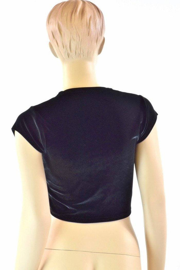 Black Soft Knit Cap Sleeve Crop - Coquetry Clothing