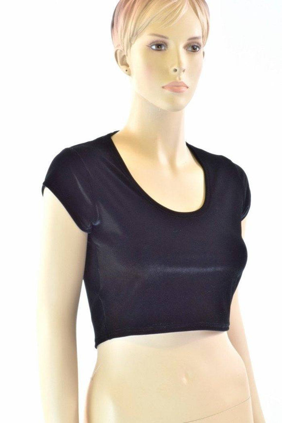 Black Soft Knit Cap Sleeve Crop - Coquetry Clothing