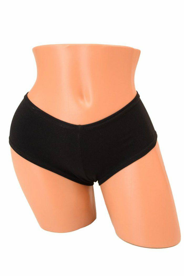 Black Soft Knit Cheeky Booty Shorts - 5