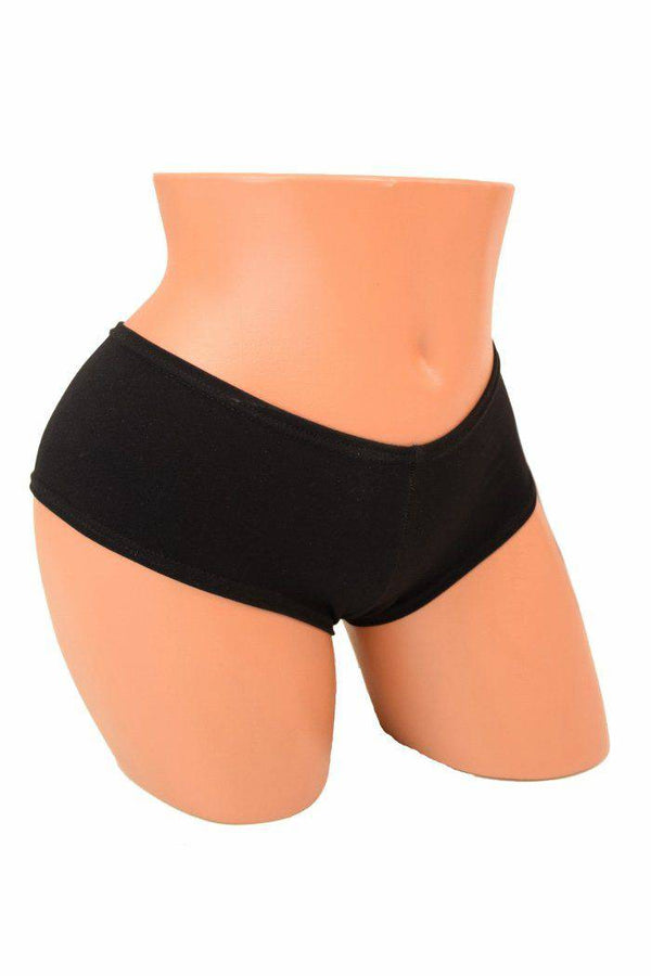 Black Soft Knit Cheeky Booty Shorts - 4