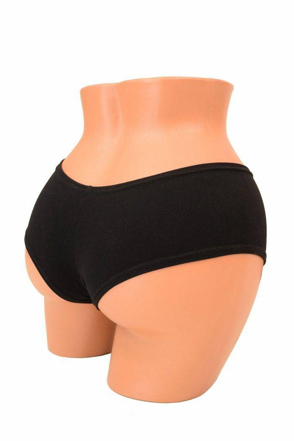 Black Soft Knit Cheeky Booty Shorts - 3