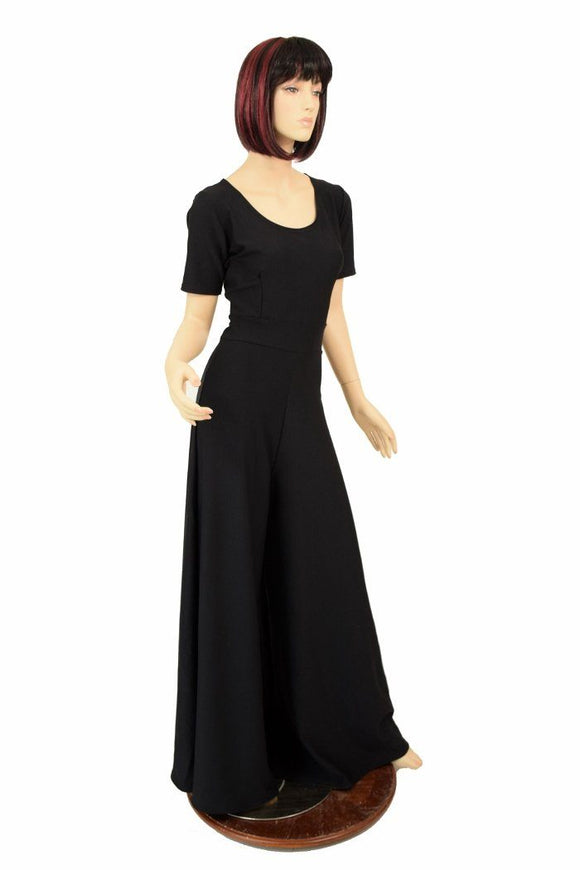 Black Soft Knit Wide Leg Jumpsuit - Coquetry Clothing
