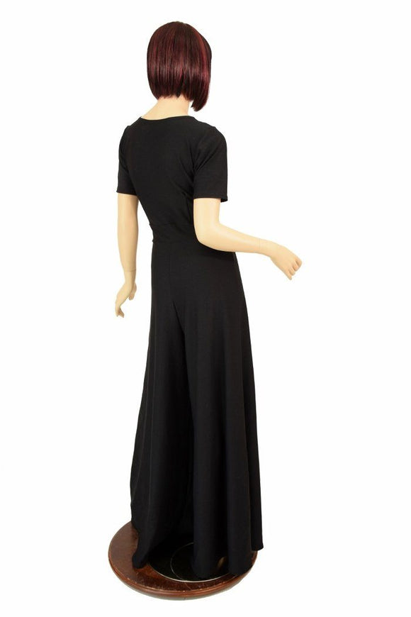 Black Soft Knit Wide Leg Jumpsuit - Coquetry Clothing