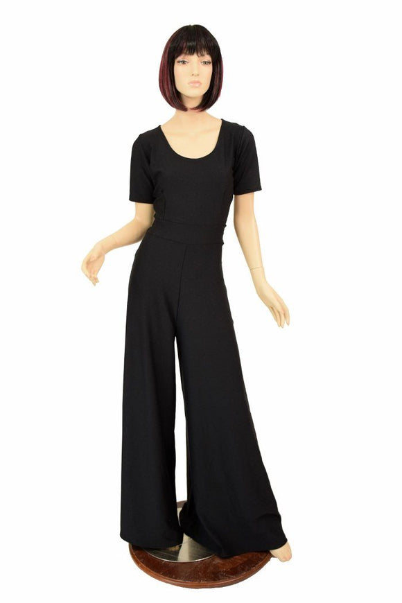 Black Soft Knit Wide Leg Jumpsuit - Coquetry Clothing