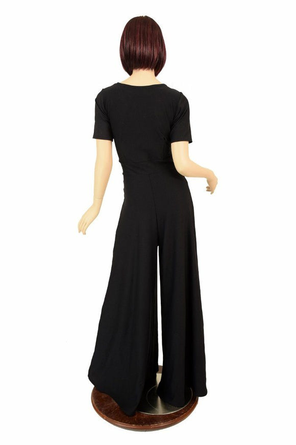 Black Soft Knit Wide Leg Jumpsuit - Coquetry Clothing