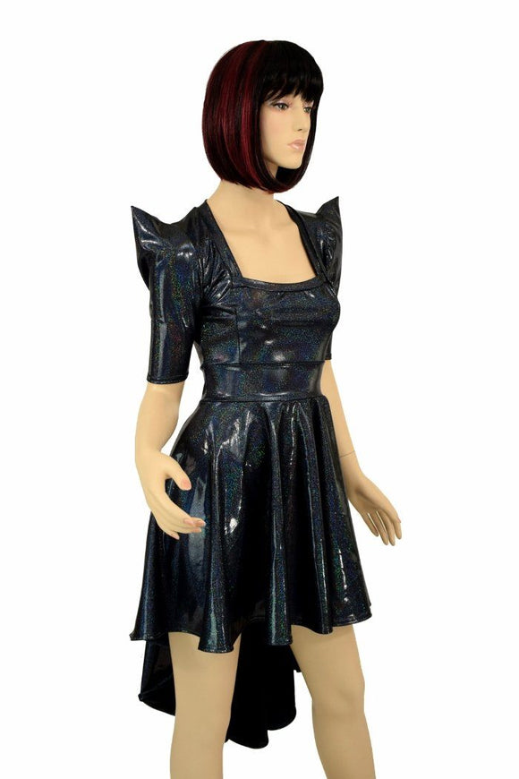 Black Square Neckline Hi Lo Dress - Coquetry Clothing