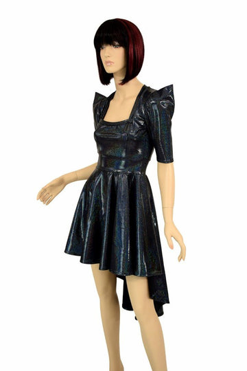 Black Square Neckline Hi Lo Dress - Coquetry Clothing