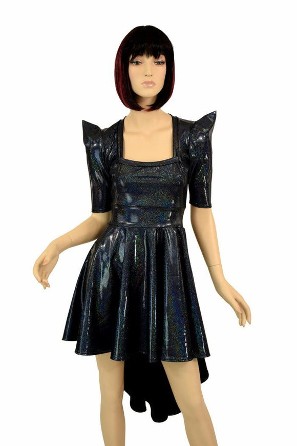 Black Square Neckline Hi Lo Dress - Coquetry Clothing