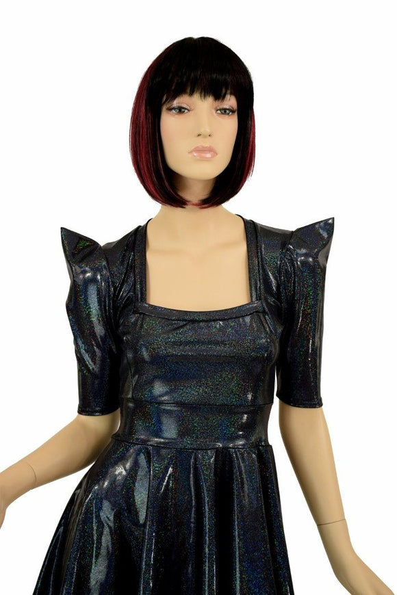 Black Square Neckline Hi Lo Dress - Coquetry Clothing