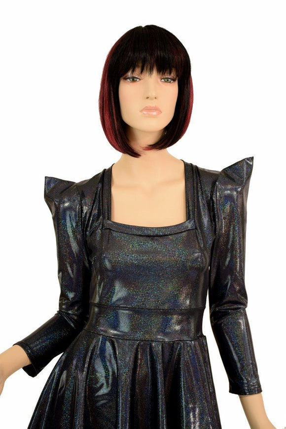 Black Square Neckline Skater Dress - Coquetry Clothing