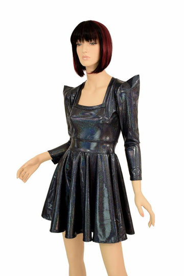 Black Square Neckline Skater Dress - Coquetry Clothing