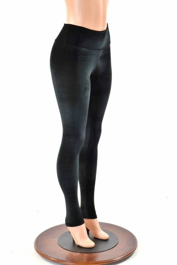Black Velvet High Waist Leggings - Coquetry Clothing