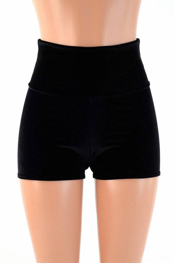Black Velvet High Waist Shorts - Coquetry Clothing